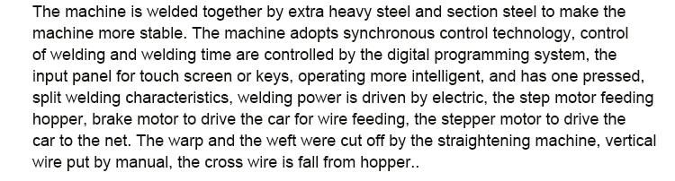 Automatic Reinforce Steel Rebar Weld Fence Panel Wire Mesh Machine