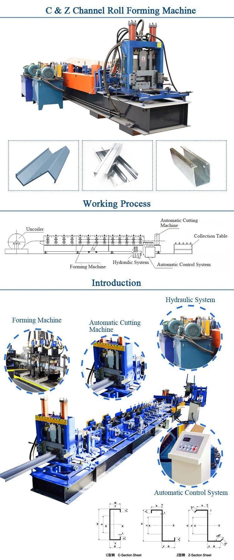 Popular Customized Metal Czu Shaped Profile Channel Roll Forming Machine