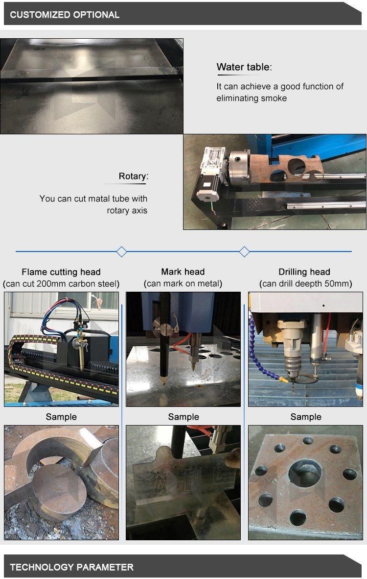 1530 2060 1325 Heavy Type Plasma Cutter Cut 63A 100A 120A 160A 200A Steel Sheet Metal CNC Table Plazma Plasma Cutting Machine with Drilling