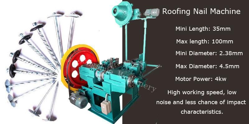 High Output Automatic Roofing Nail Making Machine / Umbrella Head Roofing Nail Machine