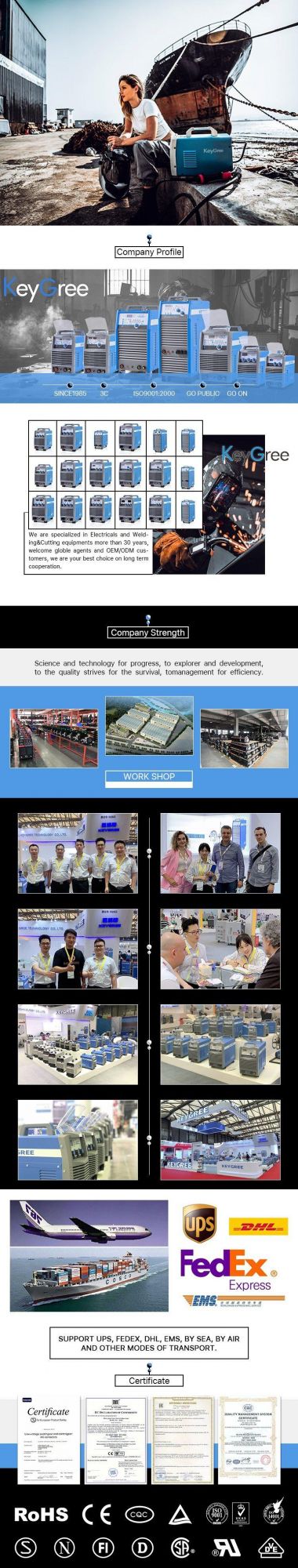 KeyGree High-Quality 3p 220V 380V DC IGBT CNC Cut-100A Cutting Machine Industrial Inverter Air Plasma Cutter (LGK-100)