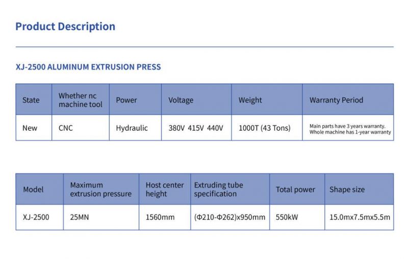 Xj-2500 Aluminum Extrusion Press