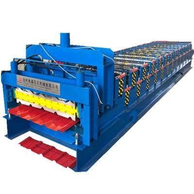Trapezoidal Glazed Double Sheet Roofing Tile Roll Forming Machine