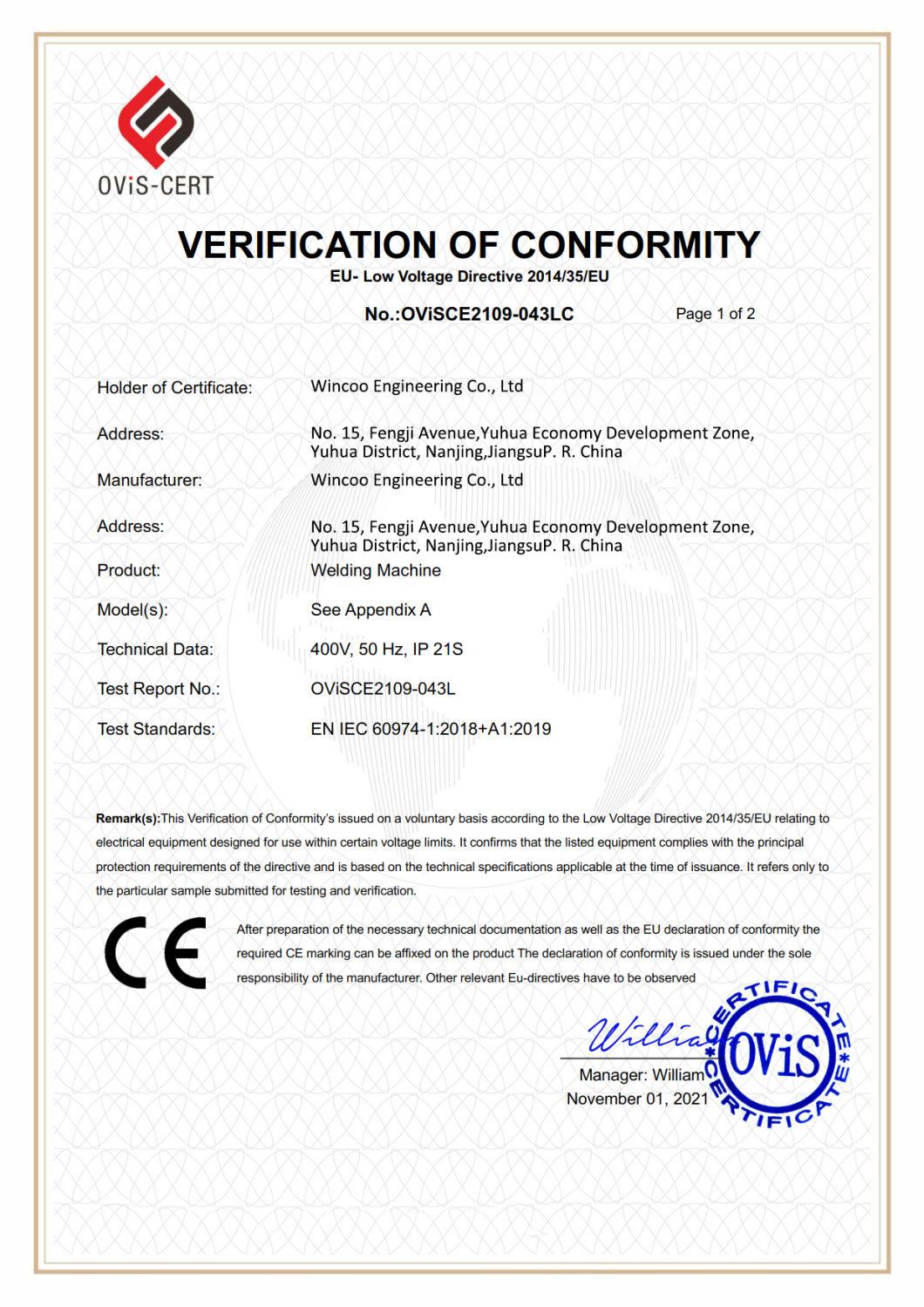 Single Phase Carbon Steel Wincoo Export Package IGBT Plasma Welder