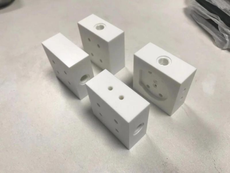 Factory Precision 5 Axis CNC Machining Delrin POM/Pet Manifold Parts with NPT Thread