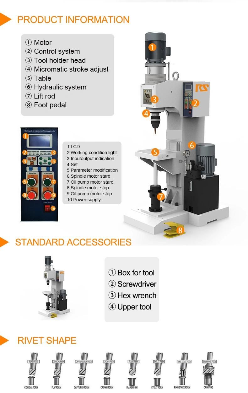 Power 2.2kw Max Output Pressure 2.5MPa Orbital Hydraulic Riveting Machine