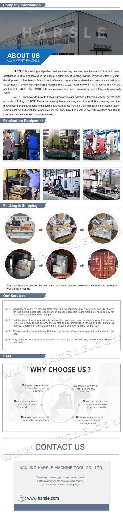 HARSLE QC11K Guillotine CNC NC Shearing Machine for Cutting Iron Metal Sheet with P40t