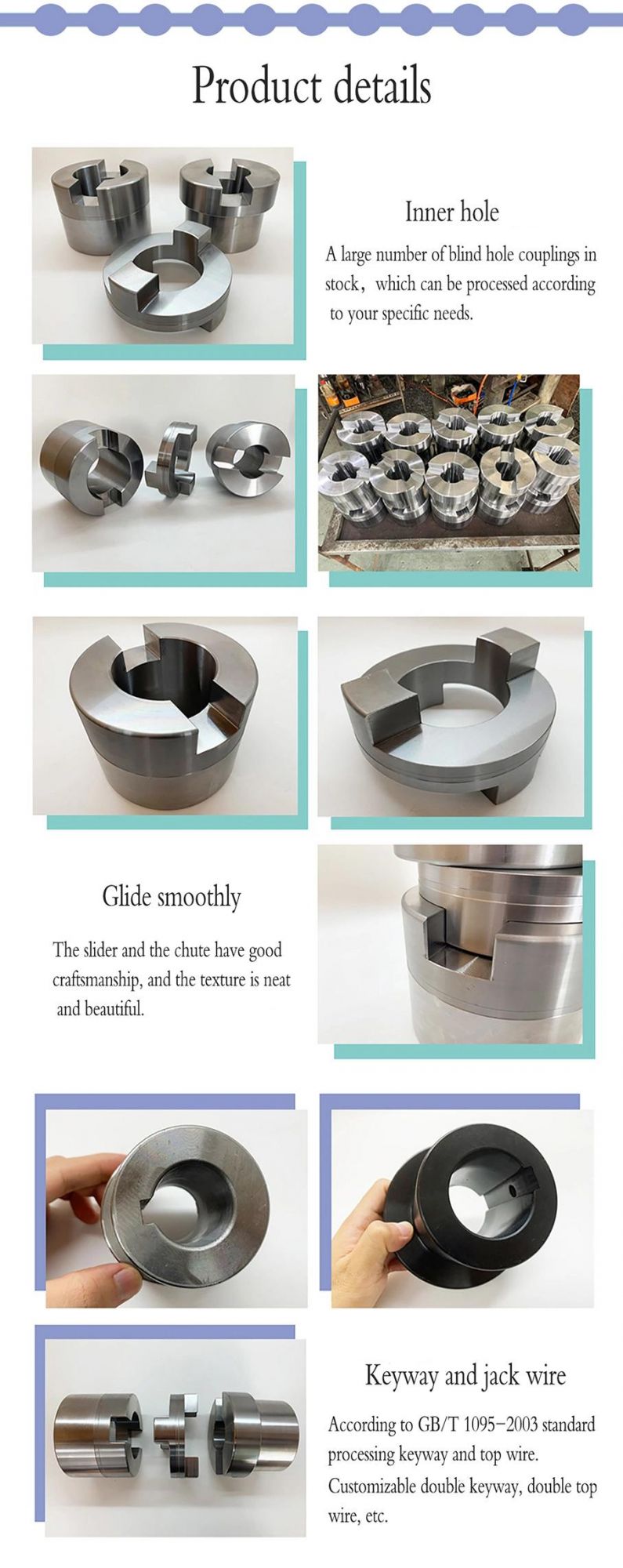 Stainless Steel CNC Machining Turning Sliding Shaft Coupling for Metallurgical Machinery