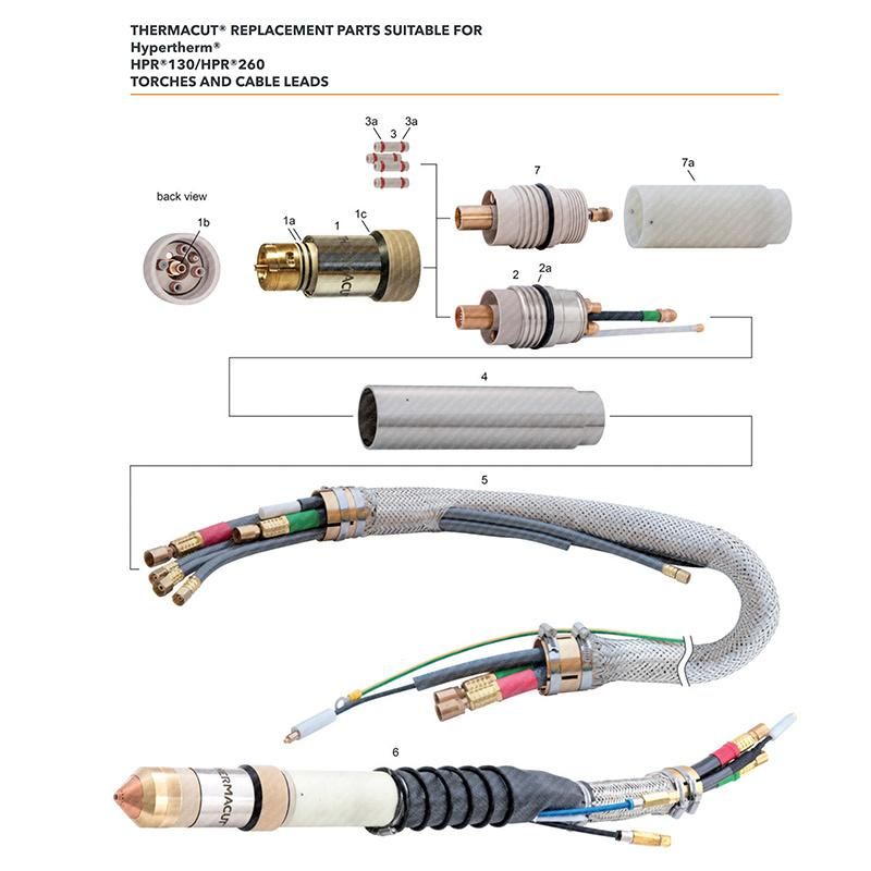 Electrode 220352 200A 220435 260A 220629 400A Hpr130xd Hpr260A Machine Plasma Cutting