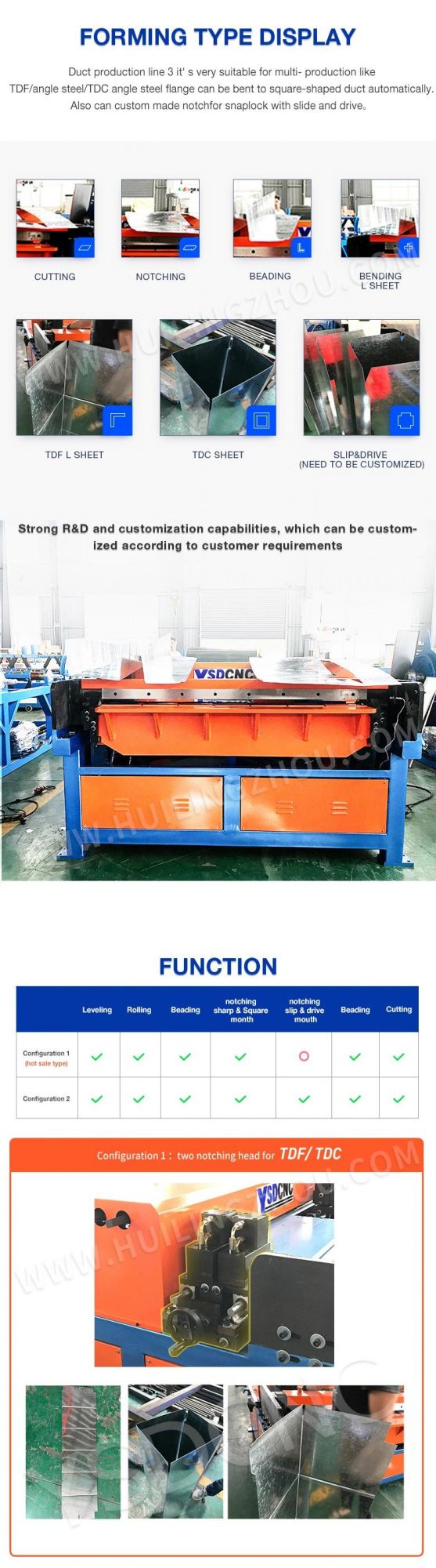 HVAC Duct Making Machine Production Auto Line 3 by Ysdcnc Manufacturer