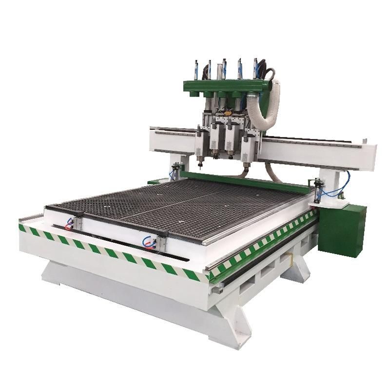 High Efficiency 1325 Muti Spindles 4 Heads 3D Metal Wood CNC Router Woodworking Cutting Engraving Machinery for Wooden Door Cabinet Alumnium Carving Machine