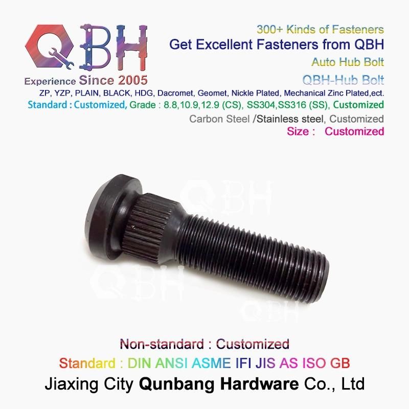 Qbh Customized Plain Black Yellow Blue Zinc Nickle Plated HDG Hot DIP Galvanizing Dacromet Geomet Wheel Hub Bolt Automobile Car Auto Spare Parts