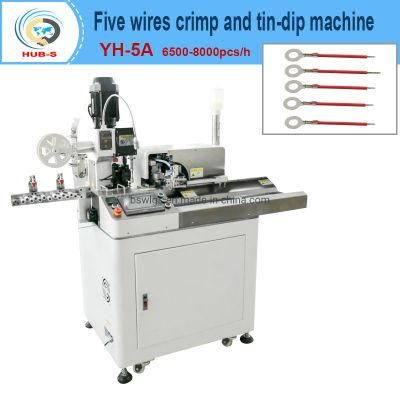 Fully Automatic Five Wires Single Head End Tin Dipping and Crimp Machine