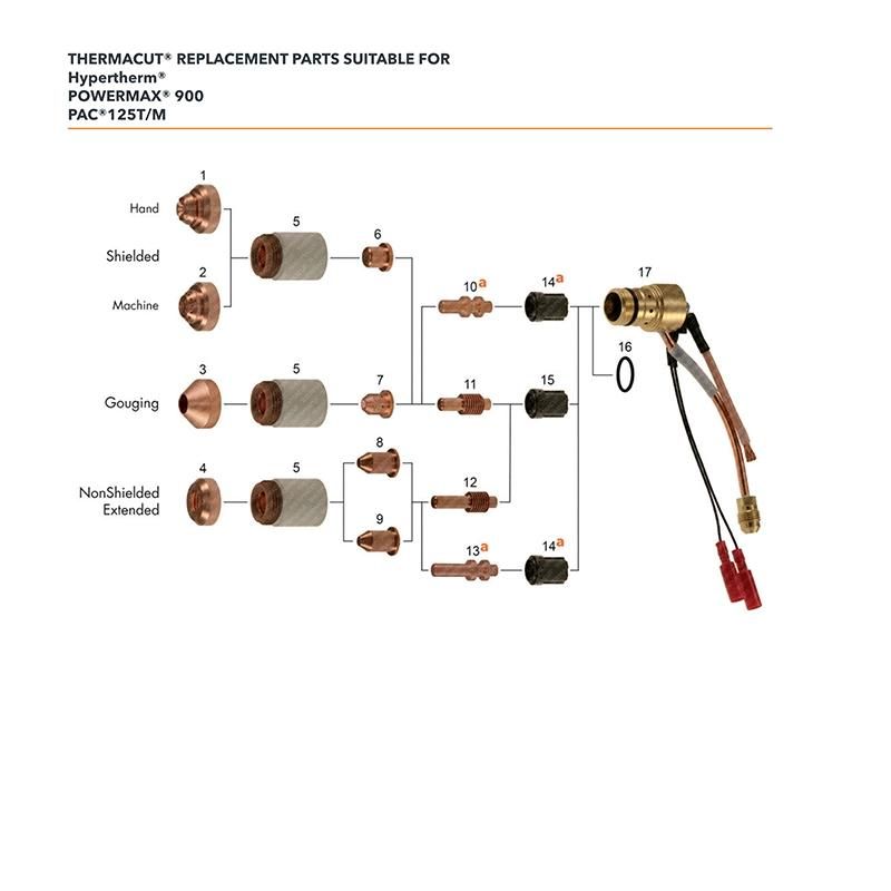 Powermax800 900 Mild Steel CNC Machine Tool Equipment Fixed Cover 120601 120602 120608 Plasma Cutting Electrode Nozzle Shield