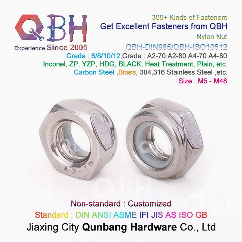 Qbh Customized DIN985/DIN982 Copper Brass Carbon Steel Stainless Steel PA66 Nylon Locked Lock Locking Nut Automobile Car Auto Spare Parts