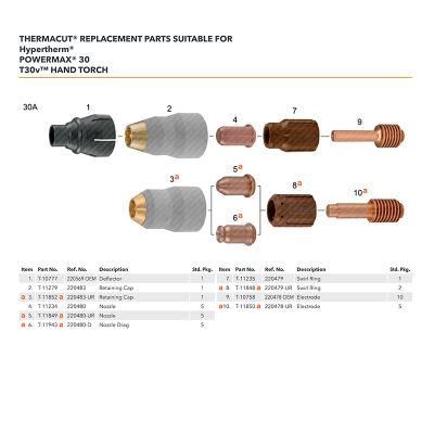 Powermax30 Mild Steel CNC Machine Tool Equipment Fixed Cover 220478 Plasma Cutting Nozzle Shield Electrode