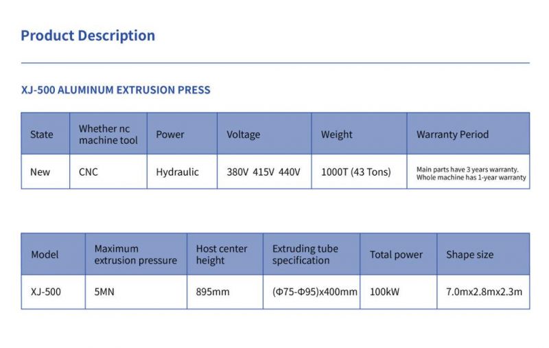 Xj-500 Aluminum Extrusion Press