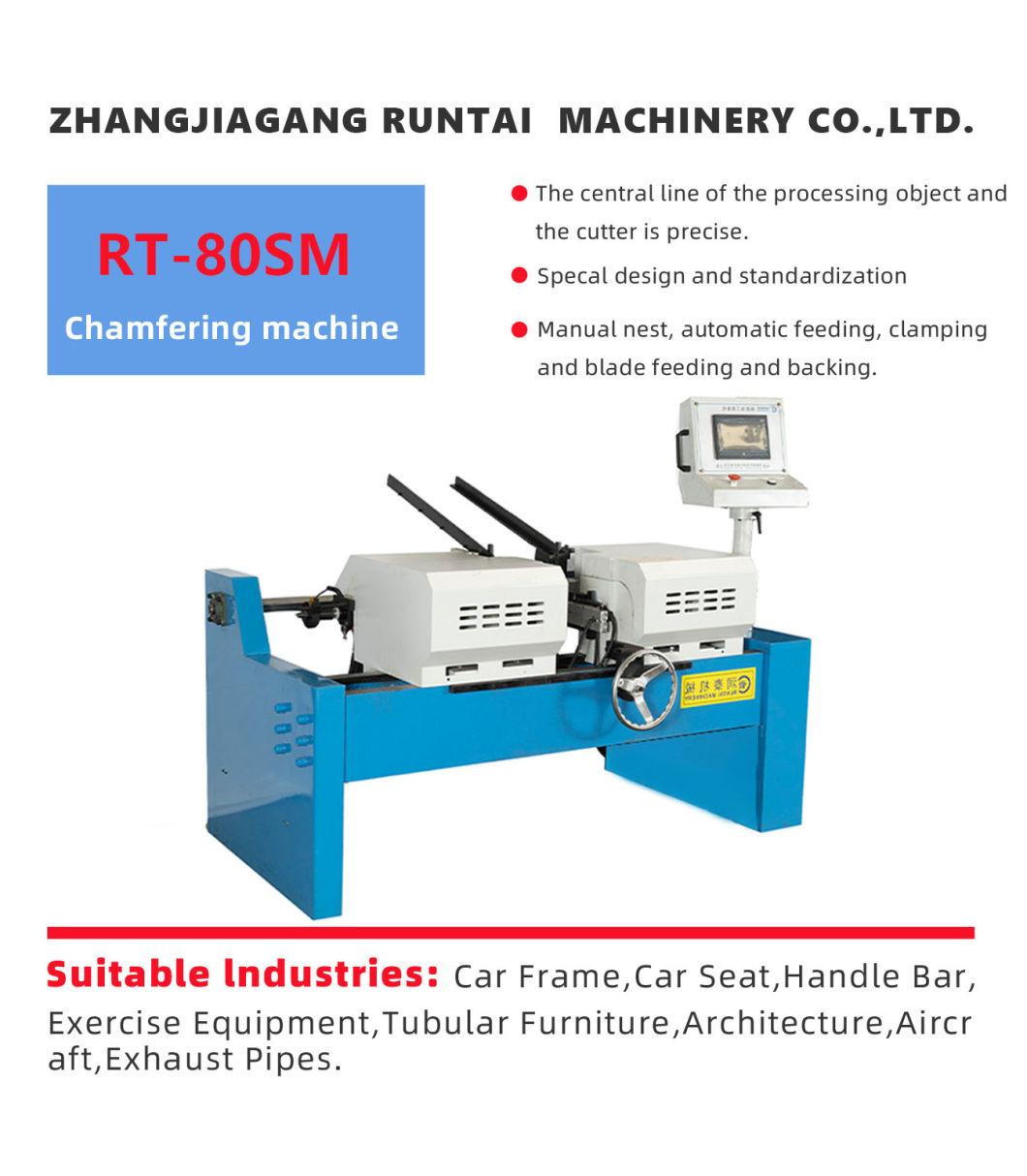 Rt-80sm Pneumatic Double Head Metal Pipe End Facing and Chamfering Machine Automatic Edge Angle Tube Beveling Machine Manufacturer