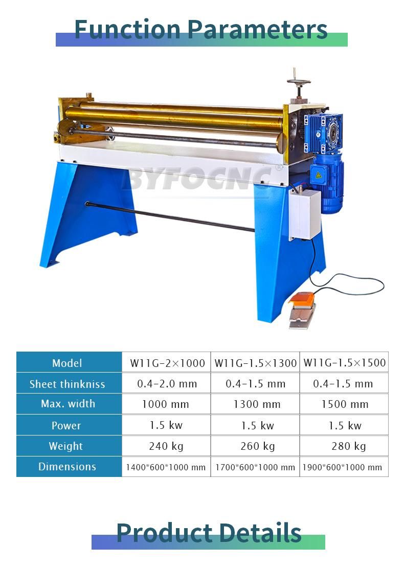 Sheet Metal Plate 3 Rollers Rolling Machine