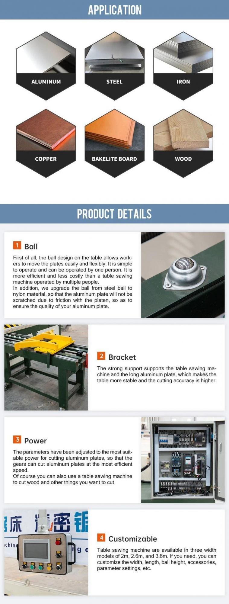 Panel Saw for Metal/Aluminum/Iron/Steel/Copper Plate
