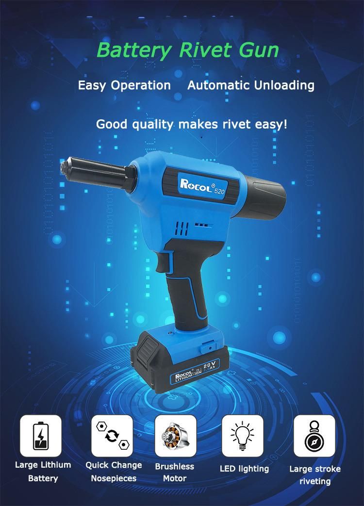 2.4-6.4mm Cordless Battery Rivet Gun Hand Tool Hand Riveter