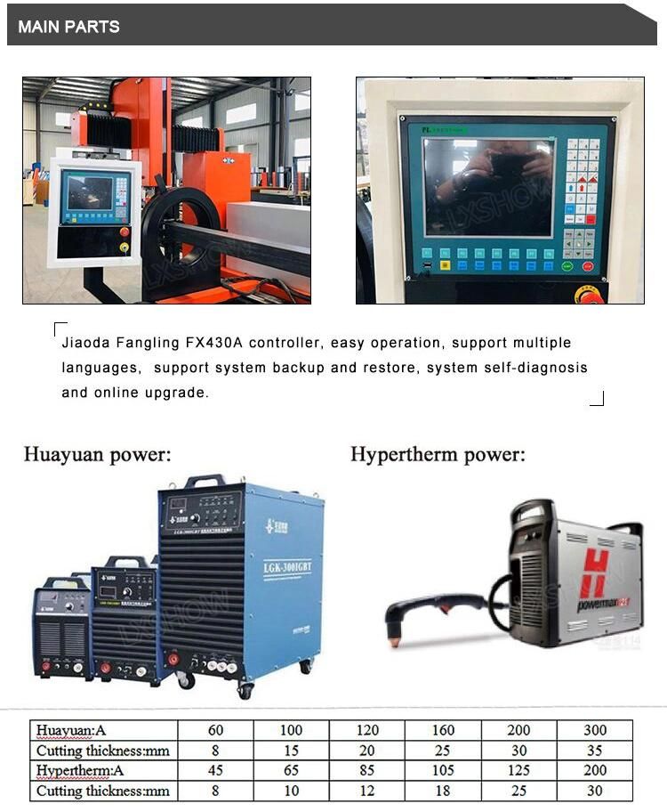 6020 Square Pipe Tube Drilling Head CNC Metal Plasma Cutting Machine for Sheet Plate