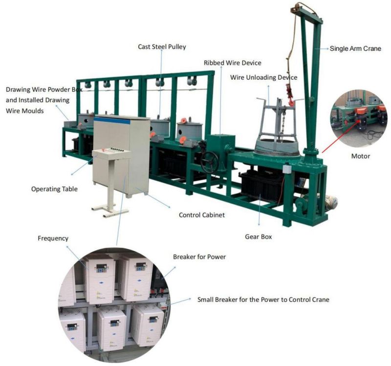 Steel Wire Drawing Machine for Round Steel Wires and Ribbed Steel Wires