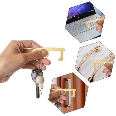 Hot Selling Customized Anti-Epidemic Key Chain Anti-Bacterial Sanitary Contactless Door Opener Metal Accessorie for Door Handles