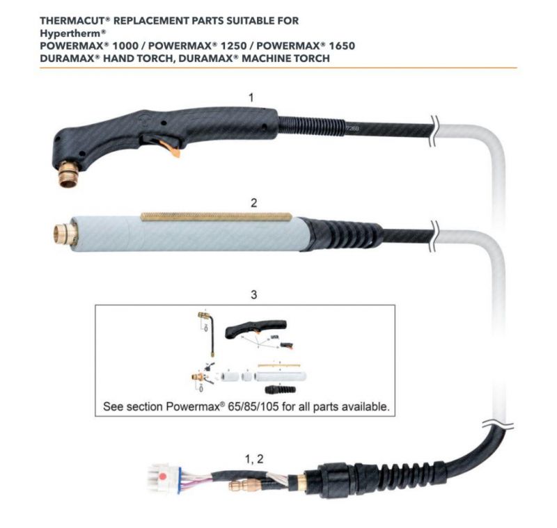 Plasma Cutting Machine Consumables Powermax45XP/65/85/105 Electrode Nozzle Shield Vortex Ring 220842 220816