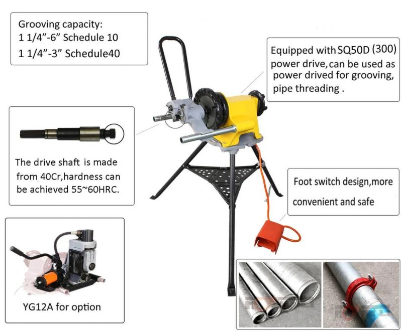 Best Selling in China, Power-Driven Gc02 Roll Groover for Sch10 1 1/4"-6", Sch40 1 1/4"-3" Pipe, Factory Direct Deal