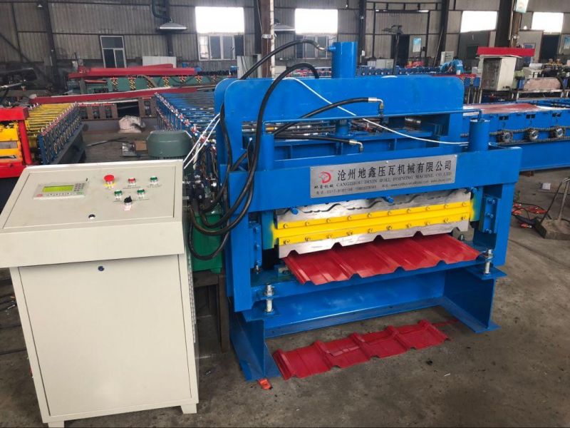 Trapezoidal Glazed Double Sheet Roofing Tile Roll Forming Machine