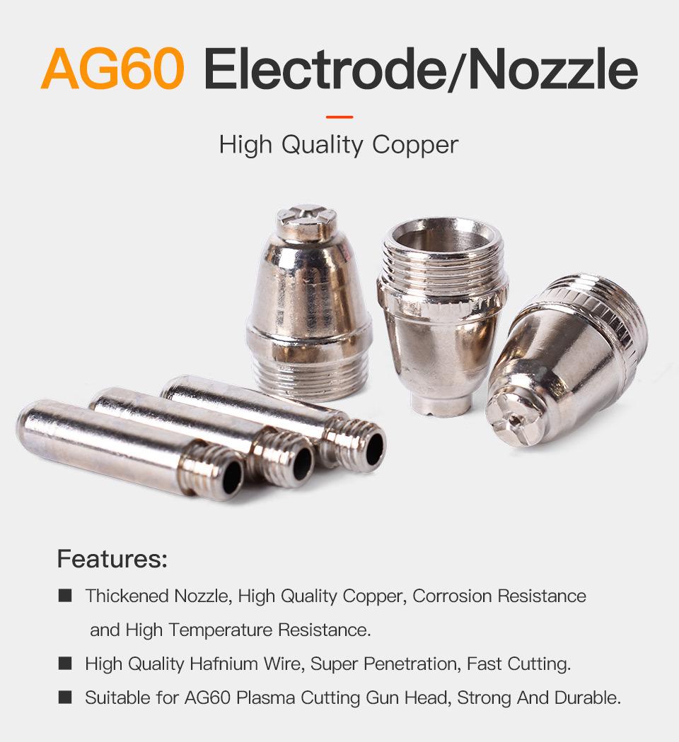 Startnow 50sets/Lot AG60 Plasma Consumables Hafnium Wire Plasma Tip Nozzle Electrodes Kits for Welding Cutting Torch Accessories