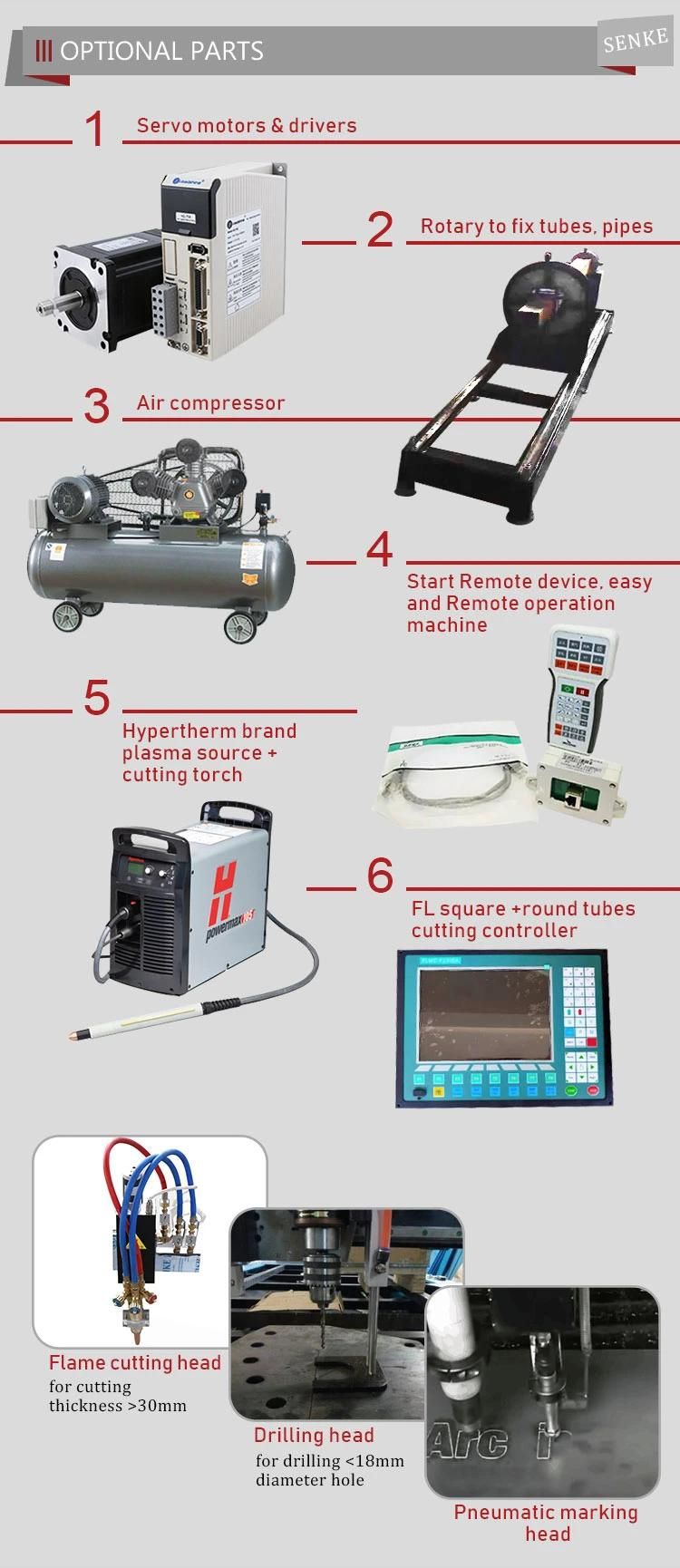 Senke Manufacturer 1300*1300mm Plasma Metal Cutting Drilling Marking Machine