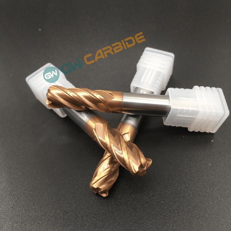 Gw Carbide - D10*75 4f HRC55 Carbide Corner Radius End Mill with Copper Coating