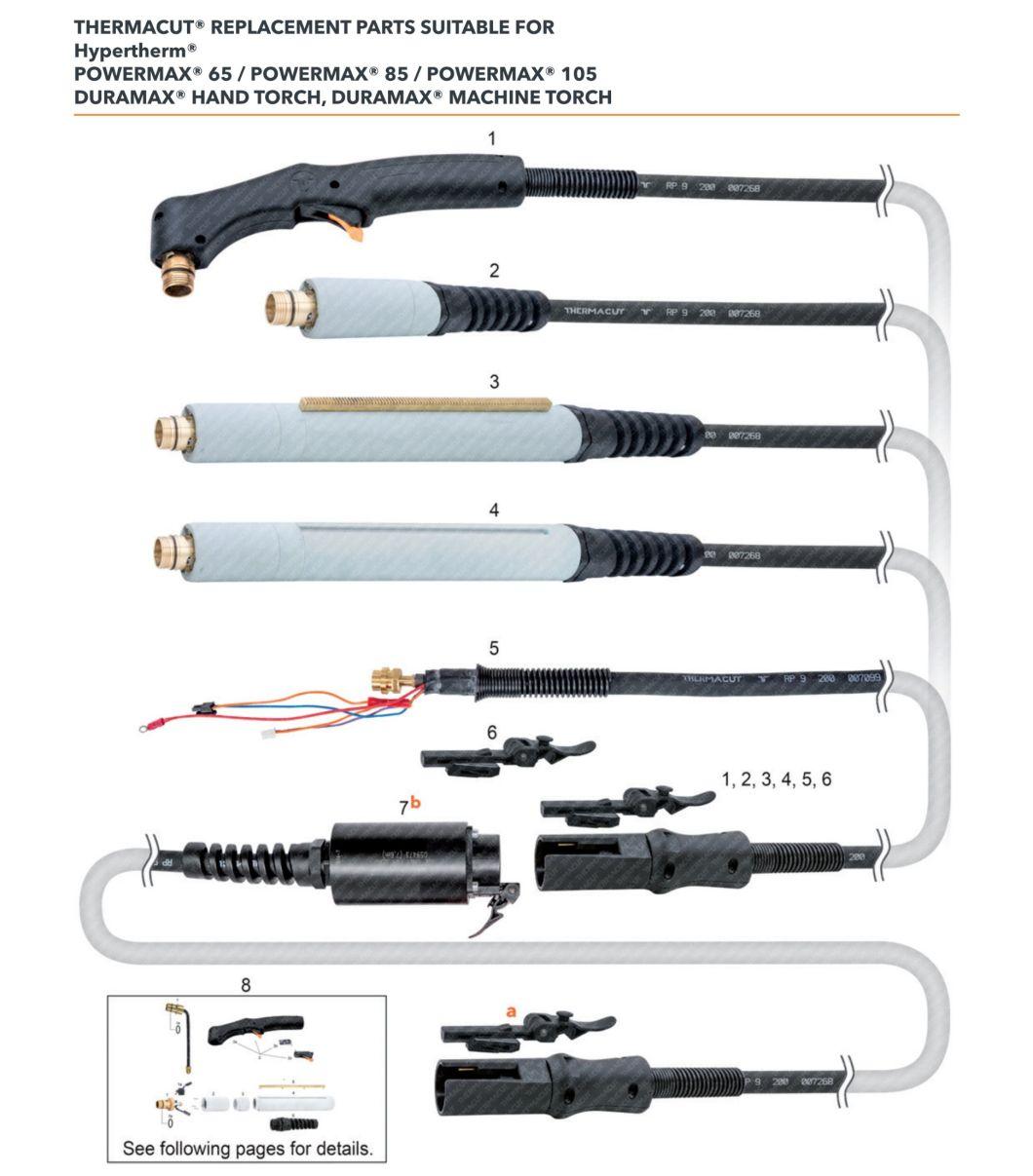 Plasma Cutting Machine Consumables Powermax45XP/65/85/105 Electrode Nozzle Shield Vortex Ring 220842 220990