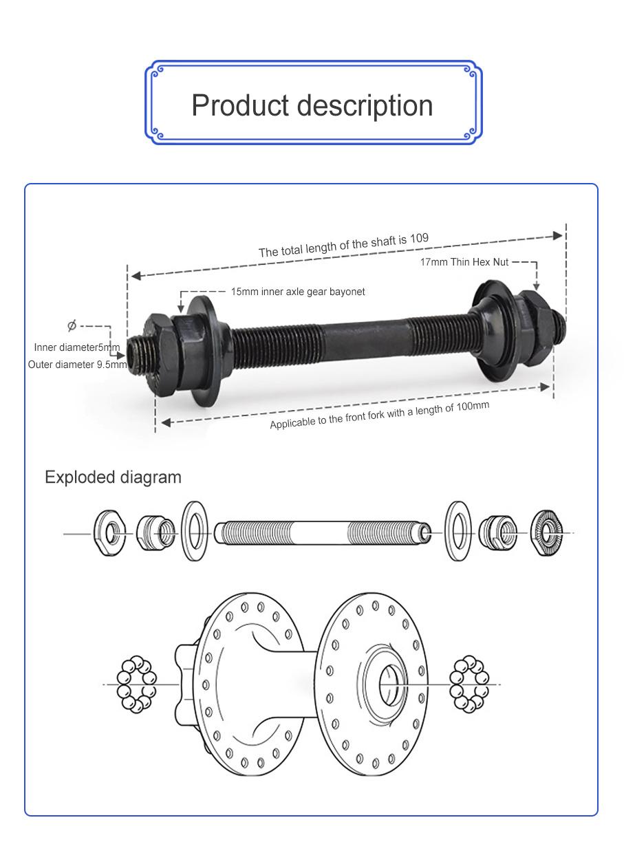 OEM High Precision Galvanized Carbon Steel CNC Machining Front Axle for Electrical Bicycle