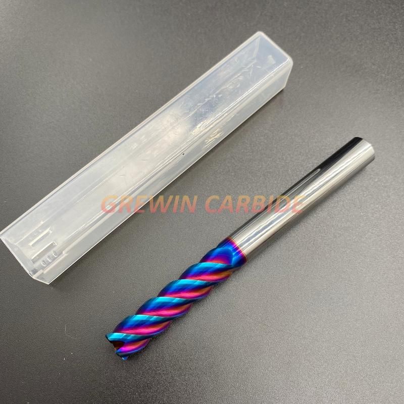 Gw Carbide - D10*75 4f HRC55 Carbide Corner Radius End Mill with Copper Coating