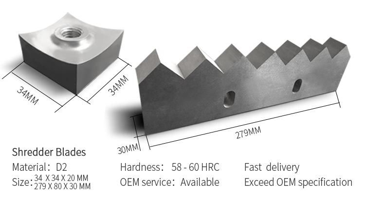 Square Rotor 40*40mm Single Shaft Shredder Blade/D2 Material Crusher Blade/Pulverizer Blade for Single Shaft Shredder Machine/Plastic Crusher Blade Manufacturer