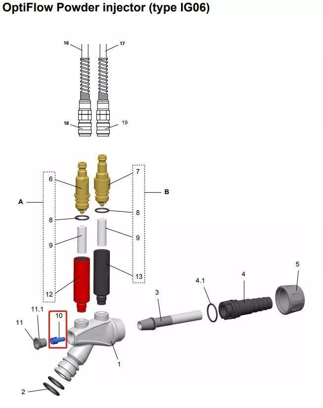 1006488 Nozzle Fixation Ig06 Powder Pump Spare Parts