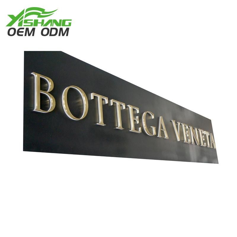 Customized Golden Outdoor LED Metal Wall Sign for Outdoor Advertising Sign