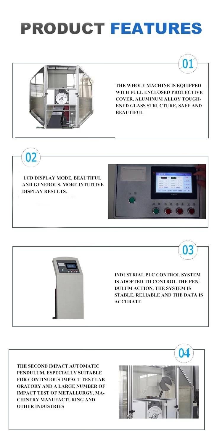 500j 750j Computerized Digital Display Plastic Metal Material Hammer Pendulum Charpy Impact Strength Testing Machine