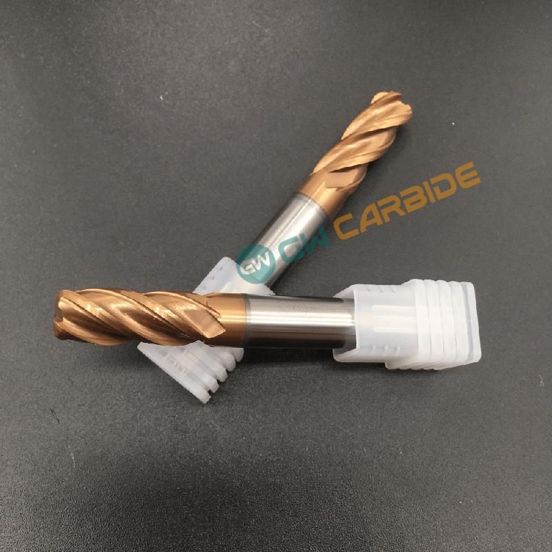 Gw Carbide - D10*75 4f HRC55 Carbide Corner Radius End Mill with Copper Coating