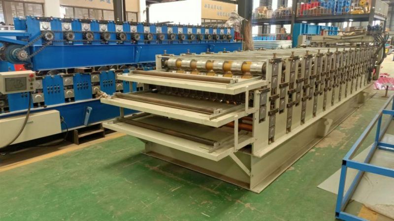 Three Profile Trapezoidal Corrugated Glazed Roofing Sheet Roll Forming Machine