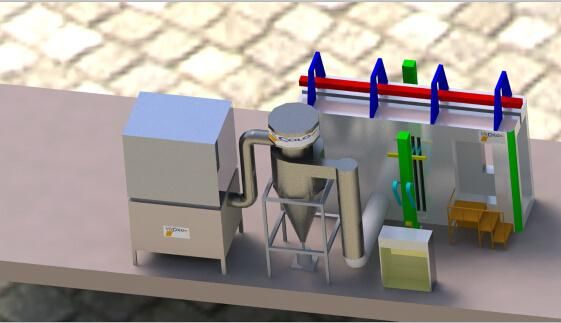 China Fast Color Change Powder Spray Booth Pulverlakkering Messe