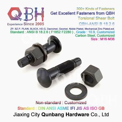 Qbh Customized Plain Black HDG Zp Yzp Steel Frame Structure Torsional Shear Tension Control Tc Bolt Set Beam-to-Column Connections Spare Parts