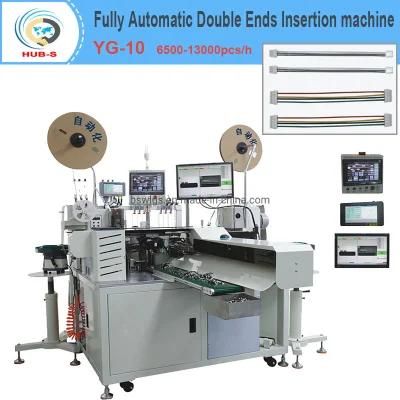 Fully Automatic Double Ends Wire Strip Crimp and Plastic Shell Punch Machine 2pin House Insertion Machine