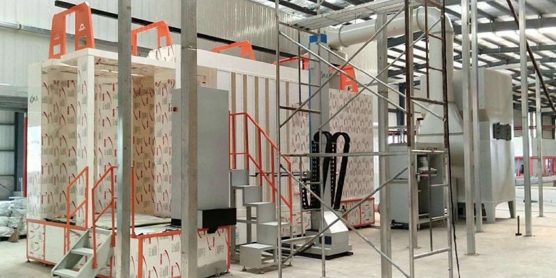 Commercial Automatic Fast Color Change Easy Cleaning PVC PP Plastic Powder Coating Paint Spray Booth / Chamber / Big Cyclone Recycle Reclaim Recovery System