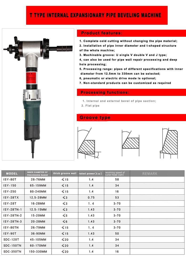 Inner-Mounted Pipe Beveling Machine for Sale Isy-80t