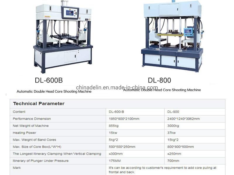 Dl-600 Sand Heat Core Box Shooter Machinery for Metal Brass Tube Plumbing Fittings