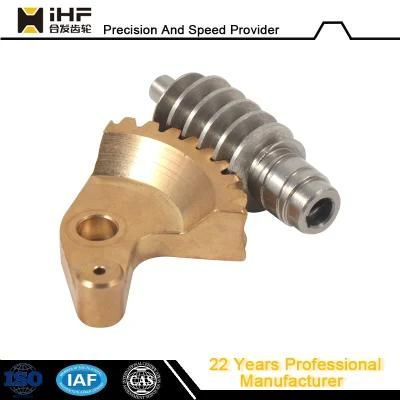 Ihf Precision CNC Machined Brass Copper Tooth Worm Gear Worm Wheel for Robot